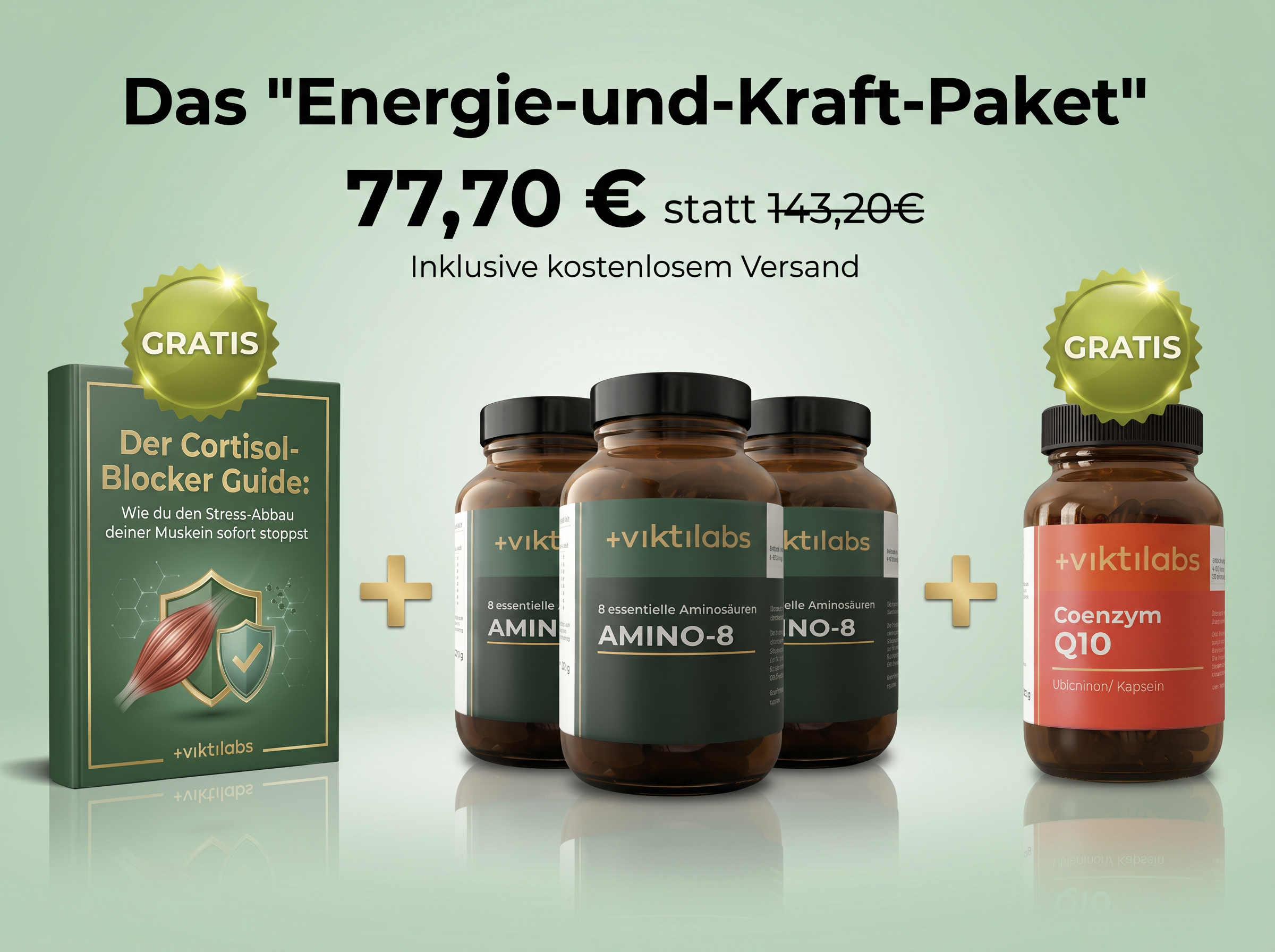 3x Amino-8 + Q10 + Cortisol-Blocker Guide – Vorteilspaket