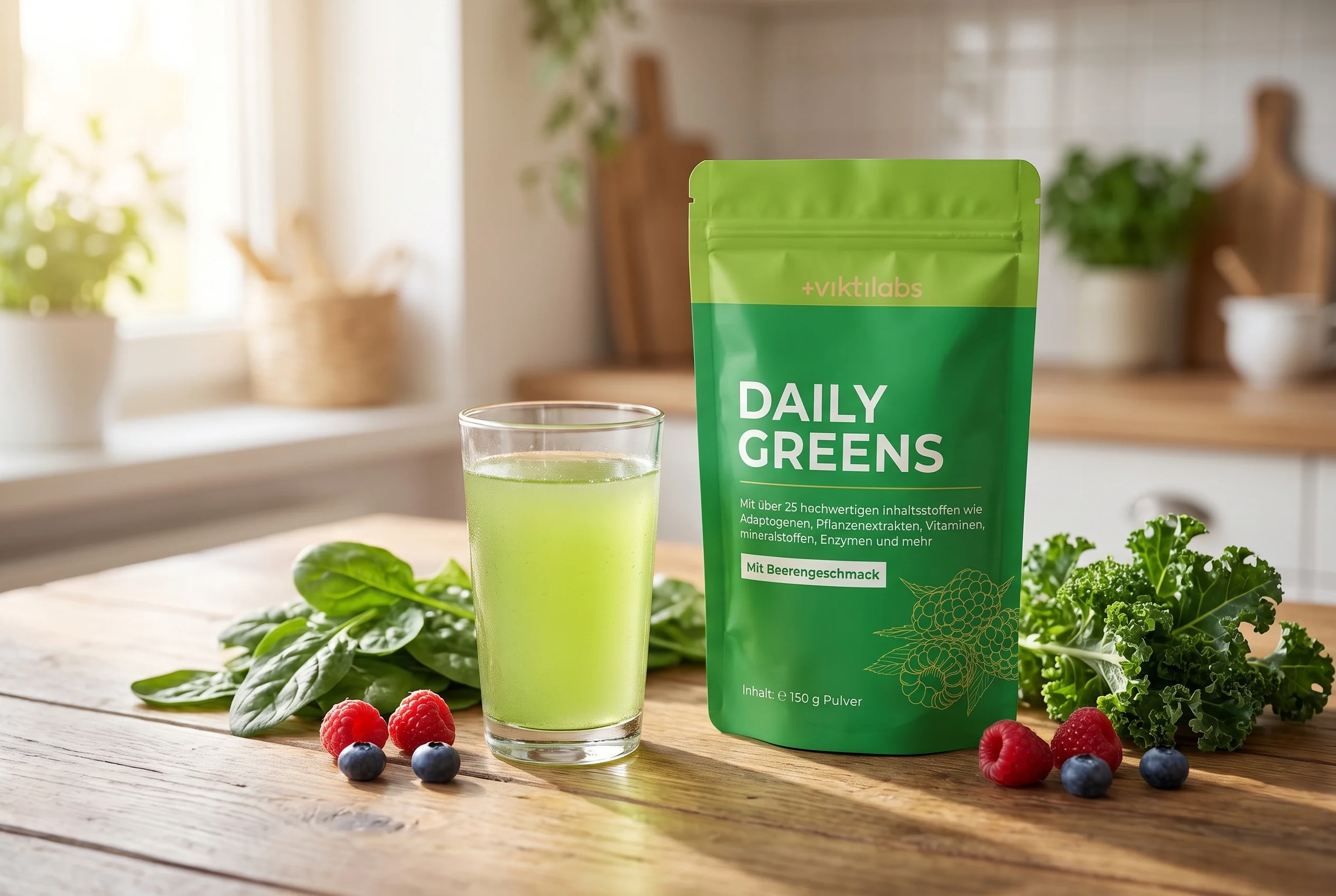 Daily Greens Pulver Nahaufnahme