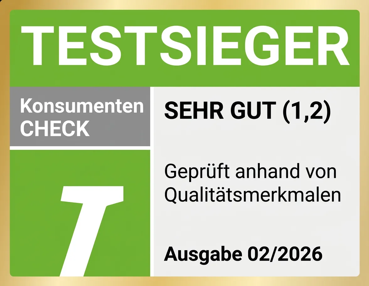 Konsumentencheck – Auszeichnung Note 1,2 sehr gut