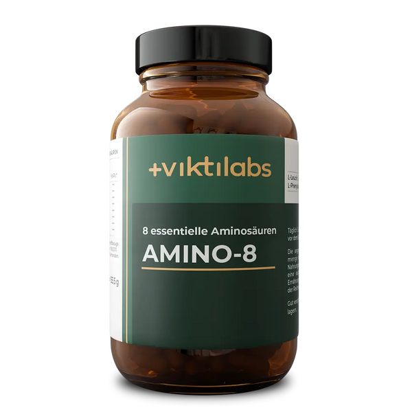 Amino 8 von Viktilabs – Braunglas-Dose mit den acht essentiellen Aminosäuren nach dem MAP-Prinzip