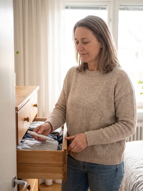 Frau nach dem Absetzen der Spritze