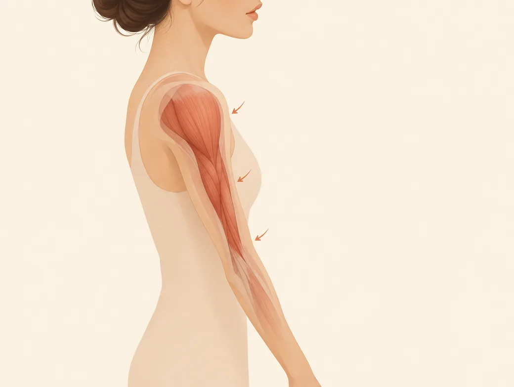 Illustration eines Frauenarms mit schwindender Muskulatur