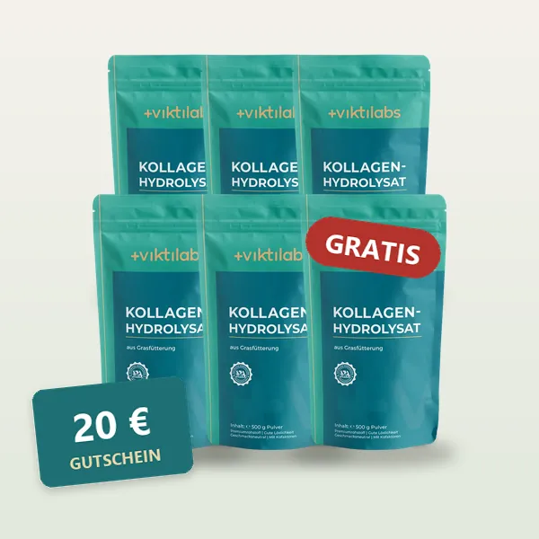 6 Beutel Kollagen Komplex, einer davon gratis, plus 20 Euro Gutschein